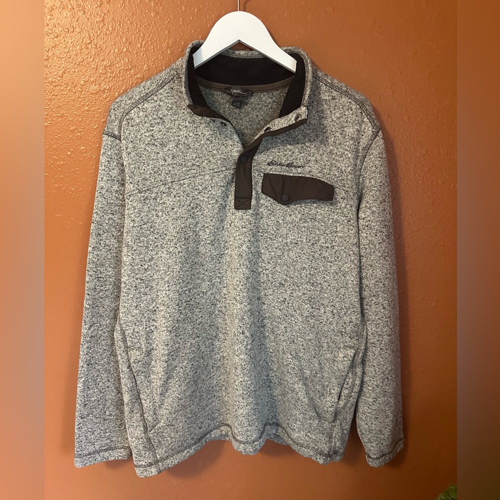 Eddie Bauer Gray and Black Men's Sweater